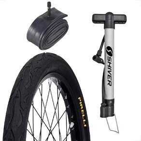Pneu Bicicleta Pirelli Tornado Beta Flame Balão Aro 26 x 2.125 + Camara Shiver + Bomba de ar