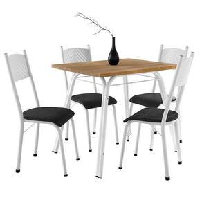 Conjunto De Mesa Sala De Jantar Lotus Com 4 Cadeiras Tampo Retangular Madeirado 91cm Branco/preto Branco/pre