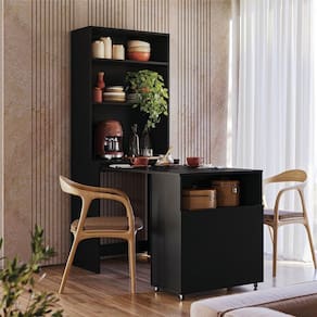 Armário De Cozinha Multifuncional Com Mesa Retrátil Para Café Duo Kit`s Paraná Preto