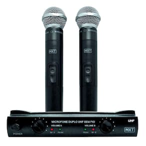 Microfone Mxt Sem Fio Duplo Uhf302 Maleta Freq 685,8-690,3mhz