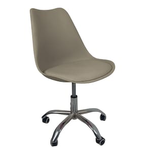 Cadeira Office Base Cromada Com Rodizio Giratória Saarinen Bege