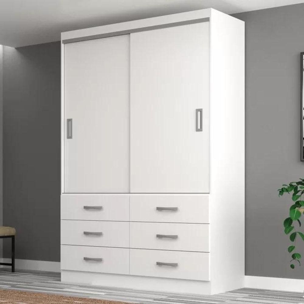 Guarda Roupa Infantil Veneza 2 Portas De Correr 6 Gavetas - Branco