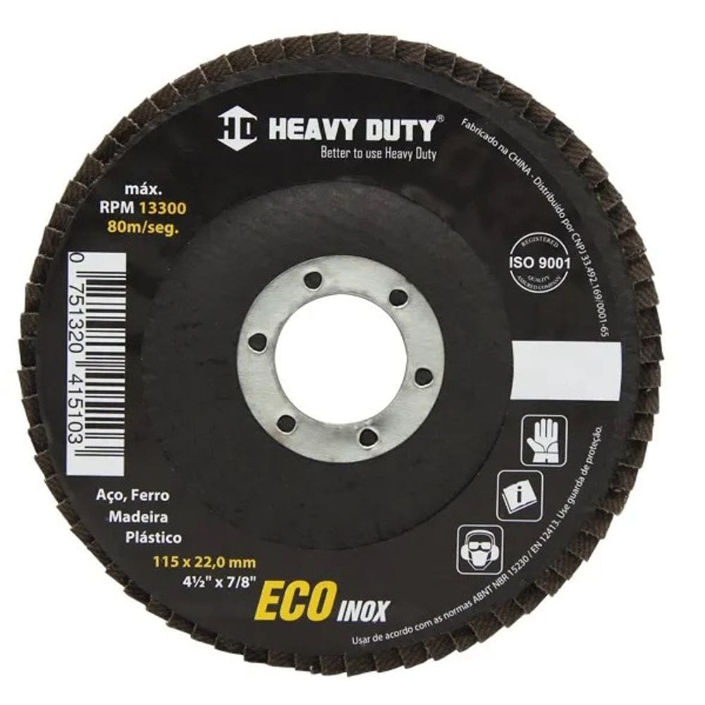 DISCO FLAP ECOINOX FIBRA CONICO 4.1/2 GRANA 120 - 40 Unidades