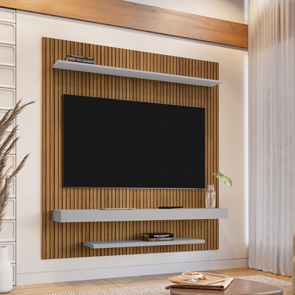 Painel Leme 1.5 Cinamomo/Ripado/Off White – Bechara Móveis