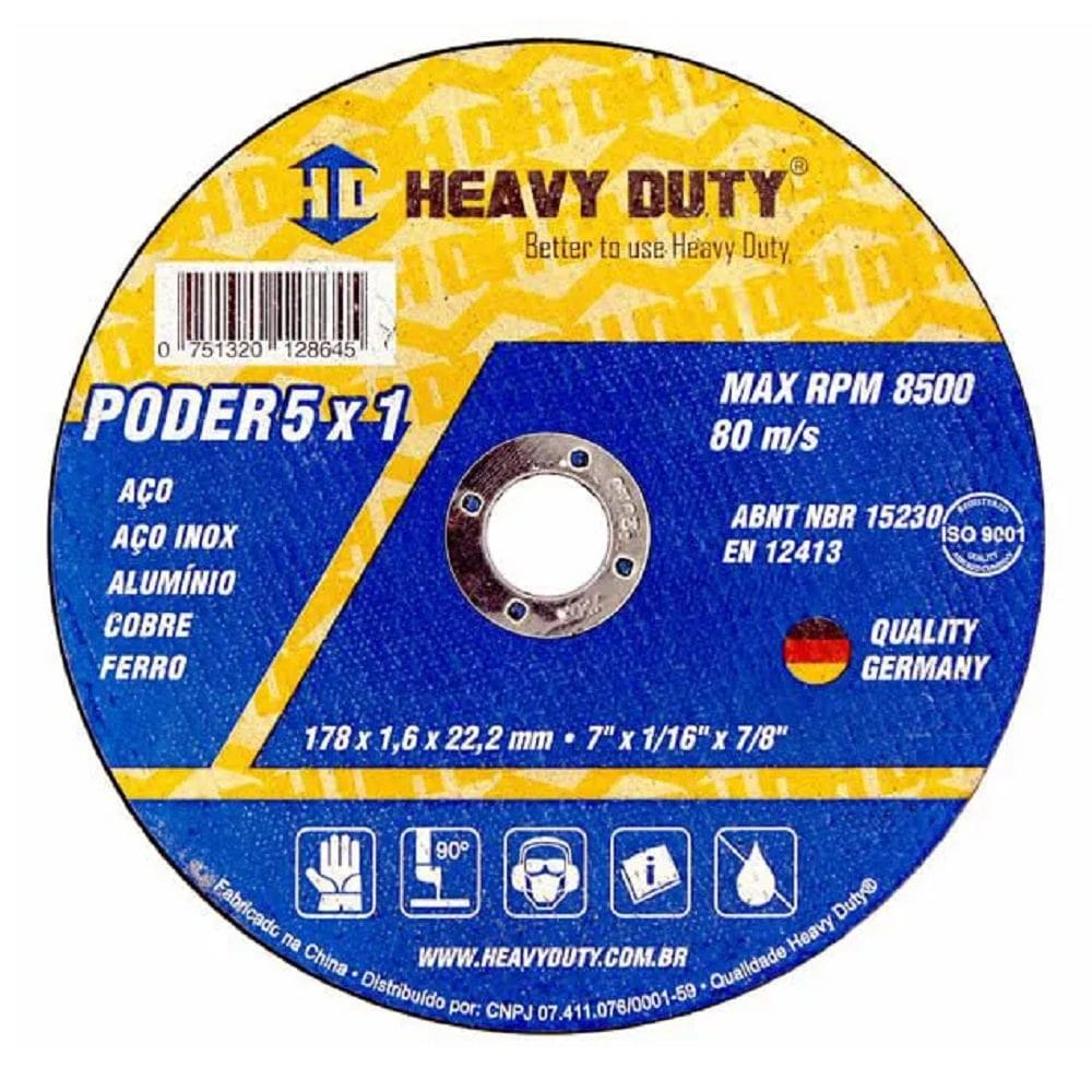 DISCO DE CORTE 5X1 INOX 177,8X1,6X22,2 - 30 Unidades