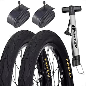 Par Pneu Bicicleta Pirelli Tornado Beta Flame Balão Aro 26 x 2.125 + Par Camara + Bomba de ar