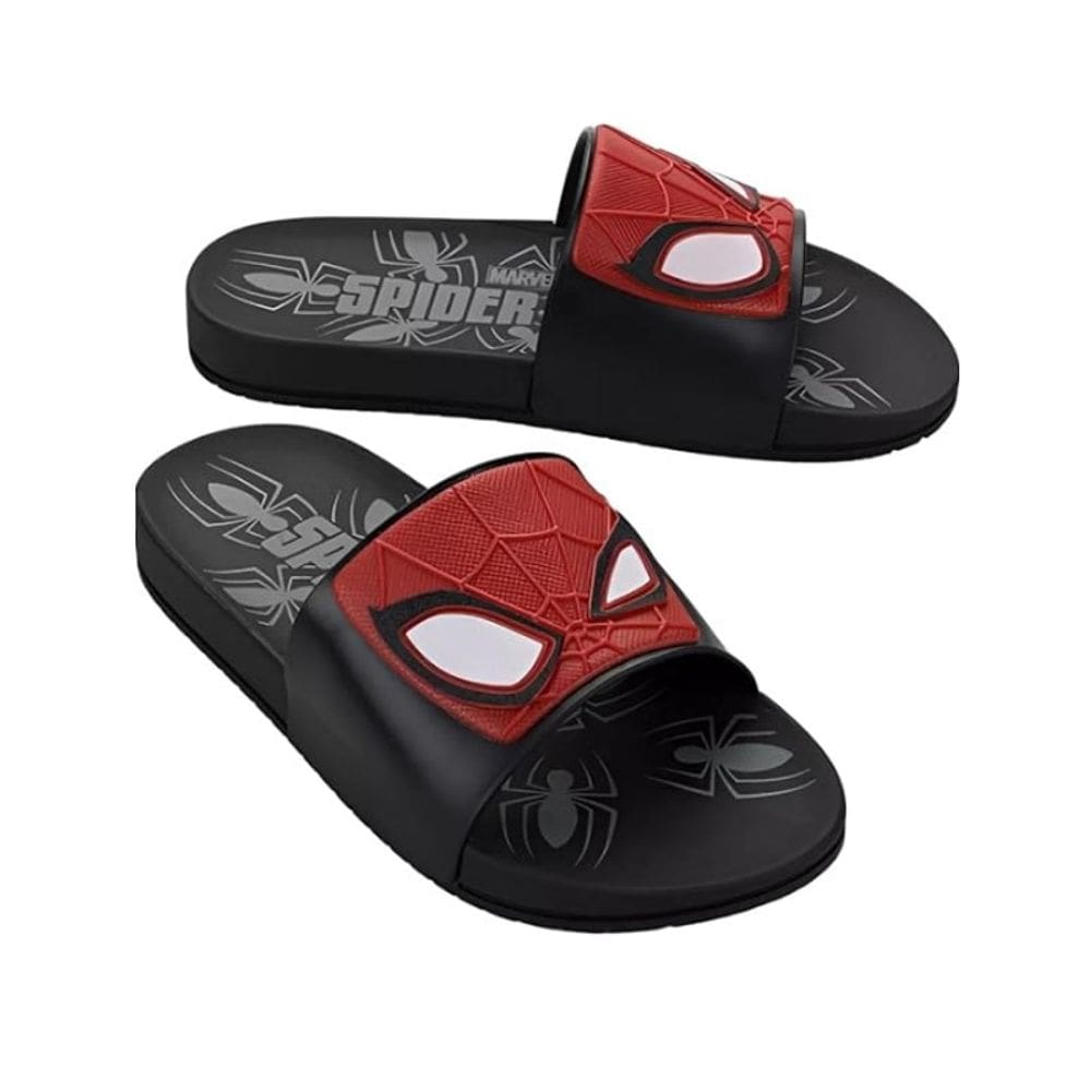 Chinelo Slide Infantil Homem Aranha Preto e Vermelho Nº26/27