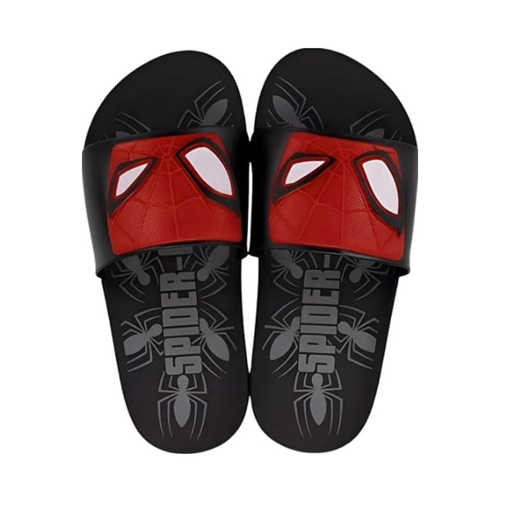 Chinelo Slide Infantil Homem Aranha Preto e Vermelho Nº31