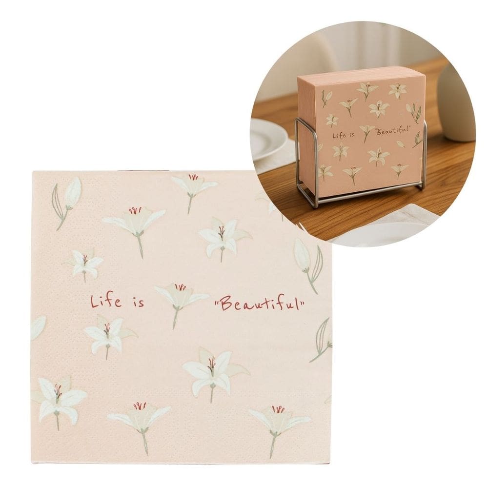 Guardanapo Estampado Rosê Life Is Beautiful 33cm 20 Folhas Duplas - Tuut