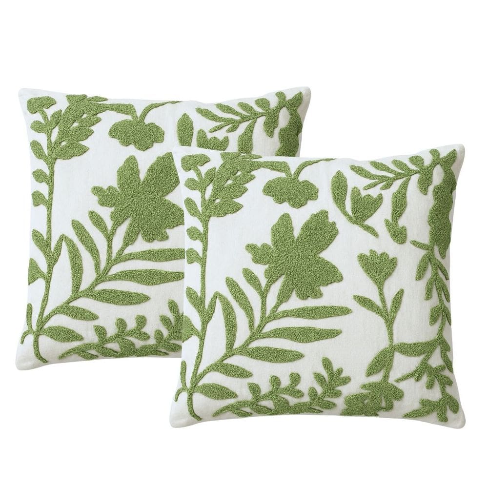 Jogo 2 Almofadas Decorativa Luxo Creme e Verde Garden Com Enchimento 42x42cm - Jolitex