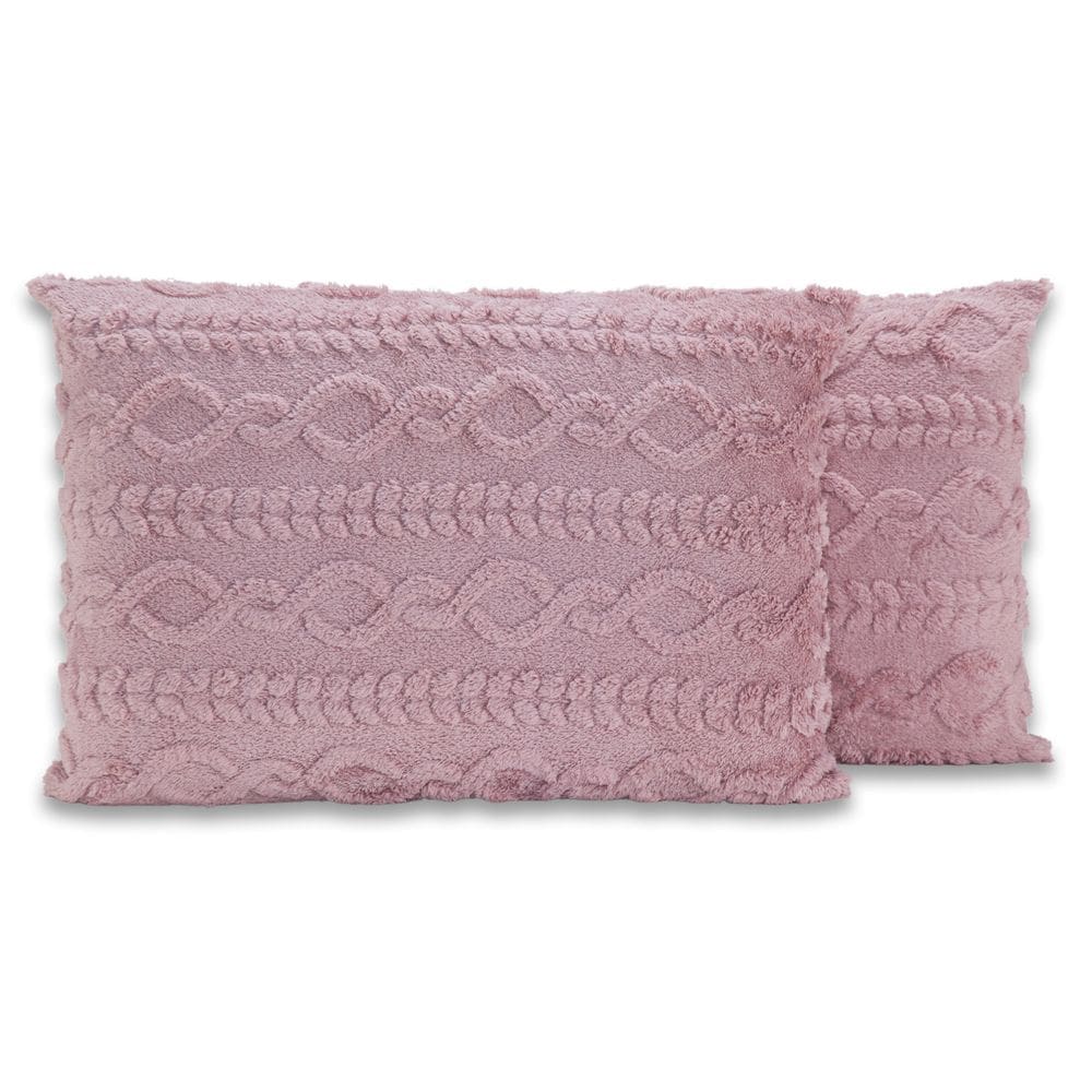 Par de Fronhas Zurique em Manta Trançada Alto Relevo Plush Fleece Flannel 70cm x 50cm - Decoração Luxo para Inverno