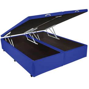 Base Box Bipartida Baú Casal em Suede 43x188x138 Universal Cor Azul