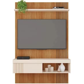 Painel Jade para TV até 50 Polegadas 1 Porta Caemmun Cor Freijó Off White