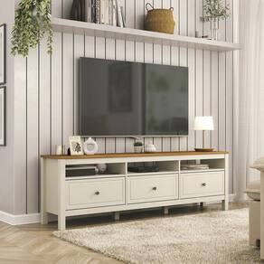 Rack para Tv 75 Polegadas 3 Gavetas 180cm Ananda Cabecasa Madeiramadeira Off-white/Mel