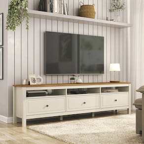 Rack para Tv 75 Polegadas 3 Gavetas 210cm Ananda Cabecasa Madeiramadeira Off-white/Mel