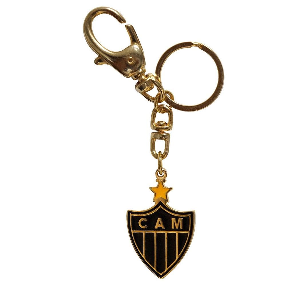 Chaveiro Atlético Mineiro Brasão Metal Dourado Com Mosquetão