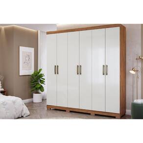 Guarda Roupa Casal 6 Portas e 3 Gavetas Clara Cinamomo/Off White - Panan