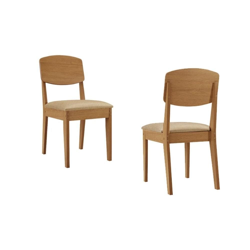 Cadeira Sala de Jantar Havana Kit 2 Un Naturalle/Suede Creme - Rufato