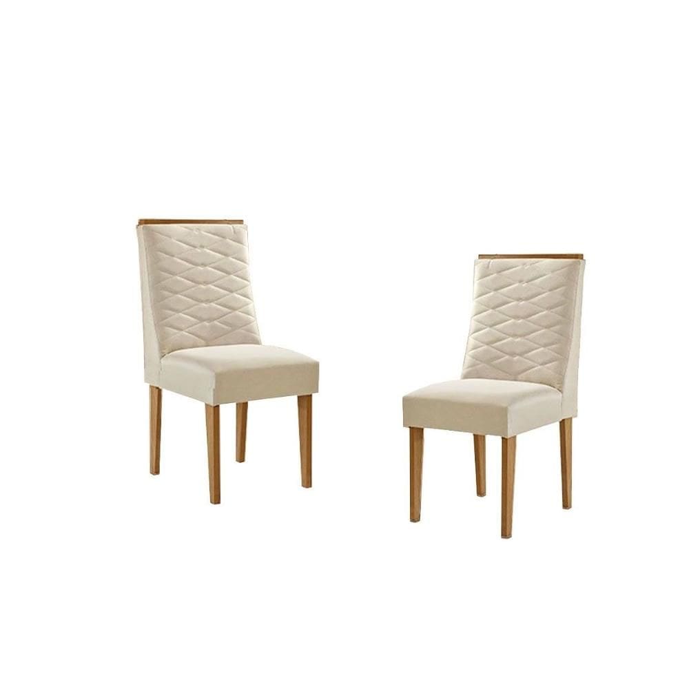 Cadeira Sala de Jantar Maldivas Kit 2 Un Naturalle/Suede Creme - Rufato