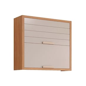 Armário Aéreo p/ Cozinha Eloise c/ 2 Portas Basculante Riscadas 80 cm Freijo/Off - Cinamomo/Off - MGM