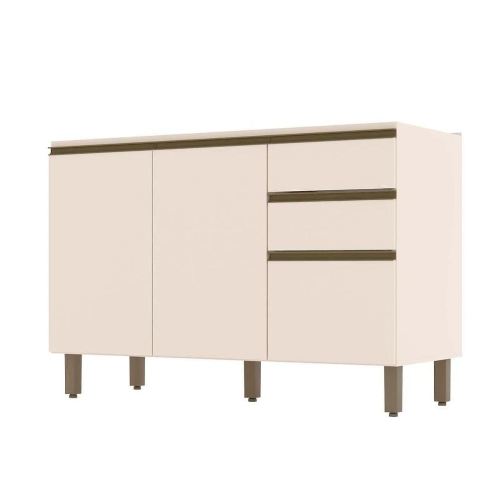 Balcão de Cozinha Connect p/ Pia c/ 2 Gavetas e 3 Portas 120x51x82cm Off White - Henn