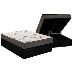 Conjunto Box Baú Queen: Colchão Espuma Ortobom D45 Light + Base CRC Suede Black (158x198)