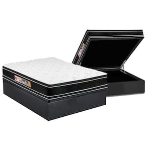 Conjunto Box Baú Casal: Colchão Espuma Castor D33 Black e White Air + Base CRC Suede Gray (138x188)