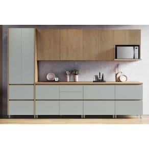 Cozinha Completa Rainha Gourmet 7 Peças (3Aéreos+3Balcões+1Paneleiro) C7P01 Nature/Verde - Nesher