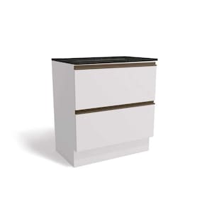 Balcão de Cozinha p/ Cooktop c/ Tampo Maxxi G755 c/ 2 Gavetas 80cm Branco/Preto - Kappesberg