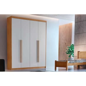 Guarda Roupa Solteiro 4 Portas e 2 Gavetas Hawai Naturale/Off White - Rufato