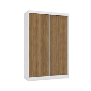 Guarda Roupa Solteiro 2 Portas de Correr e 2 Gavetas N571 Flex Branco/Nogueira ou Verde - Kappesberg