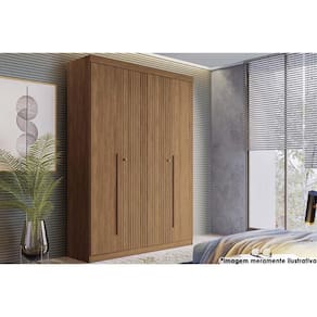Guarda Roupa Solteiro 4 Portas (2 Ripadas) e 2 Gavetas Buriti Jatobá - Santos Andirá