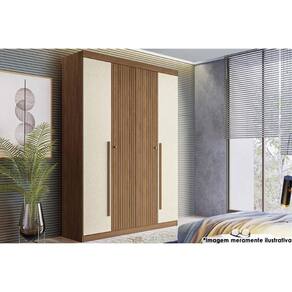Guarda Roupa Solteiro 4 Portas (2 Ripadas) e 2 Gavetas Buriti Jatobá/Areia - Santos Andirá