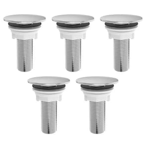 Kit 5 Plug Tapa Furo Cromo Redondo Balcão Parede Bidê Blukit