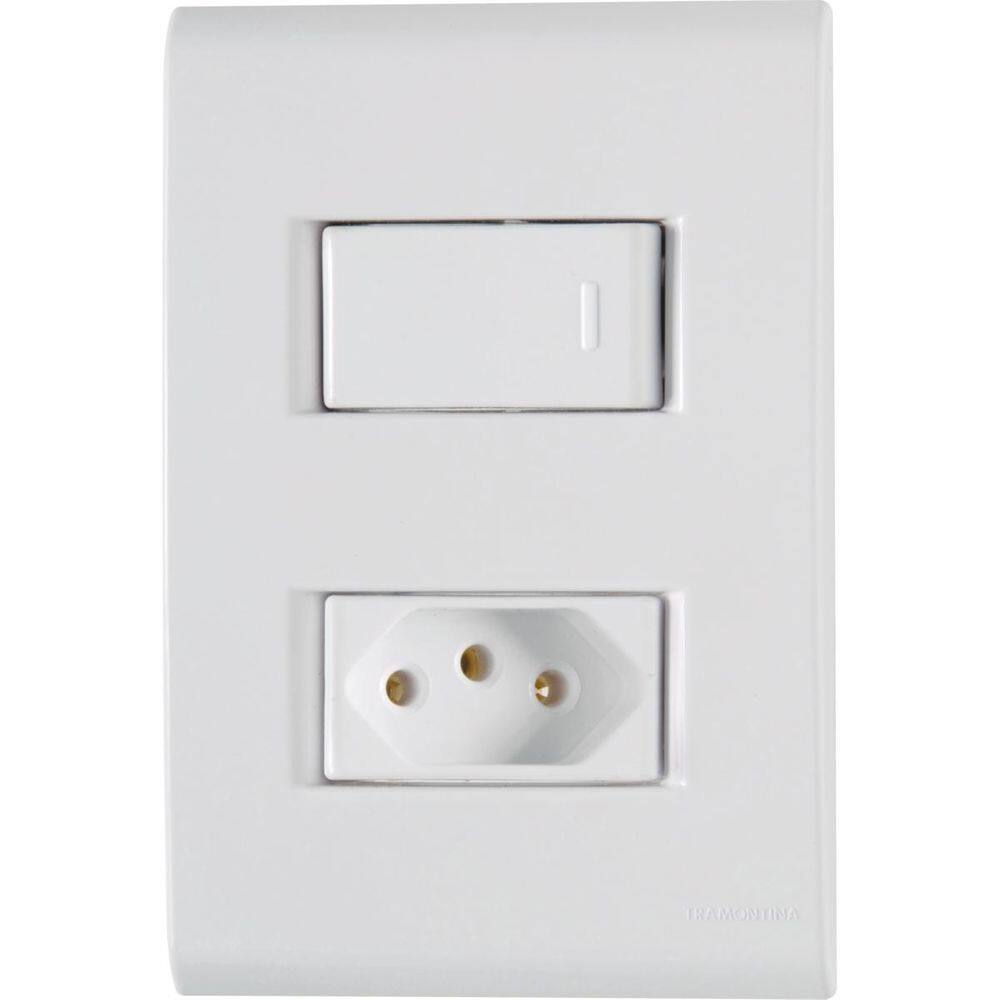 Kit 5 Conjunto Interruptor Simples + Tomada 20A Tramontina