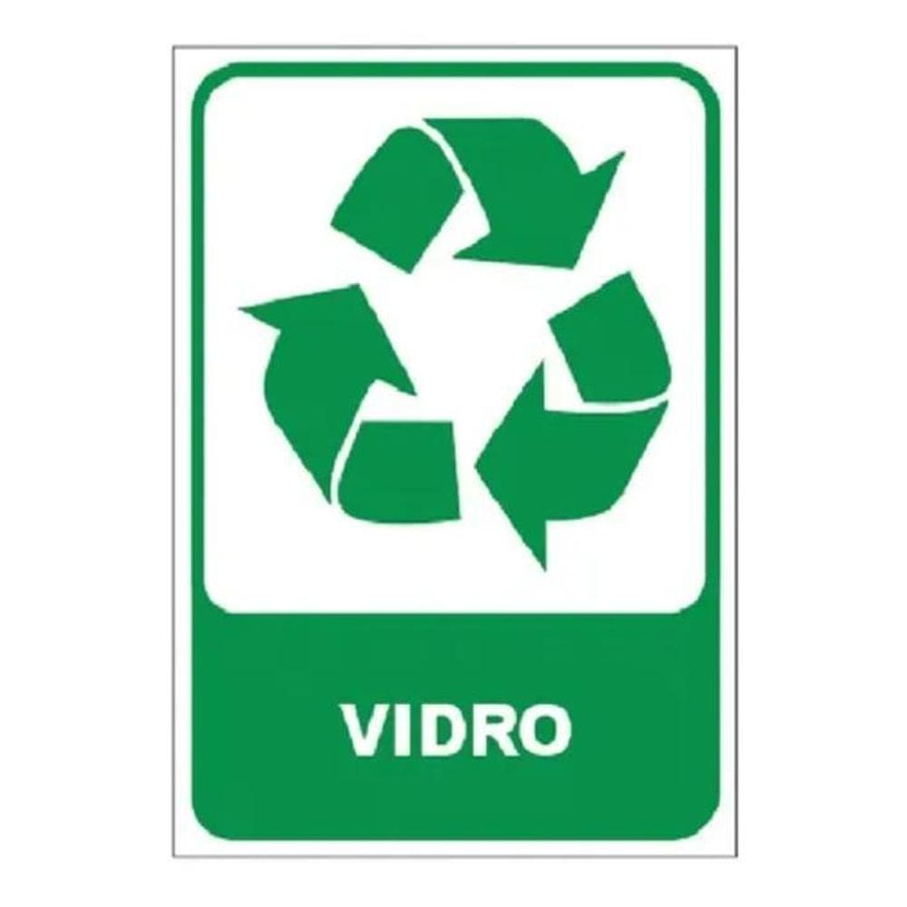 Placa Sinalização Lixo Vidro 15X20