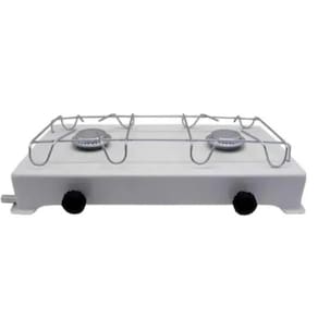 Fogão Fogareiro 2 Bocas Branco Camping Portátil A Gás Branco