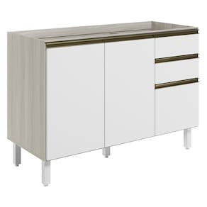Balcao Para Pia 2P 3G 120cm MDF Kali 16417 Bianco Toq Branco Uv Nicioli
