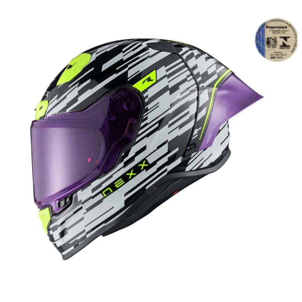 Capacete NEXX X.R3r Glitch Racer Branco Neon 58
