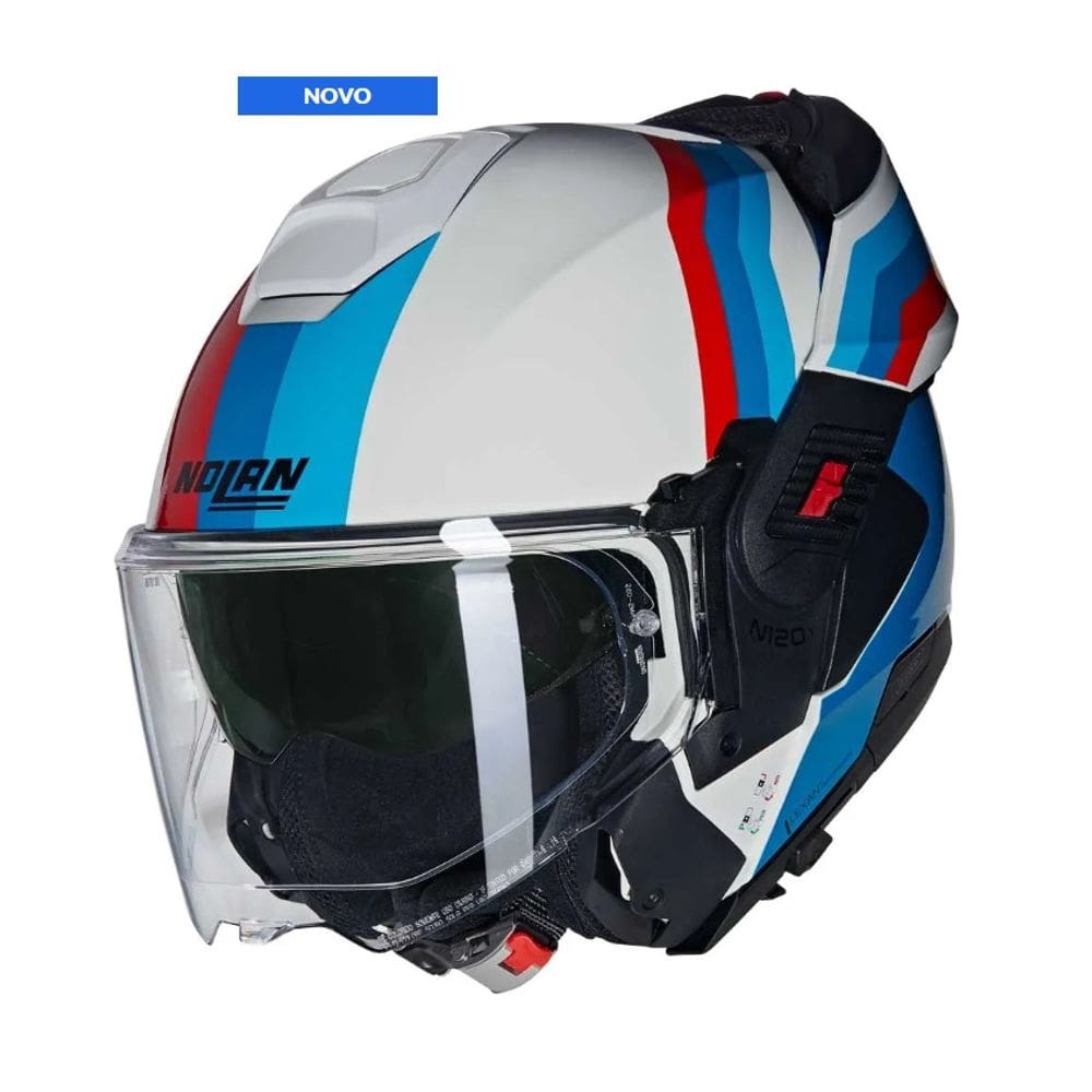 Capacete Nolan N120-1 Lineo Branco/Azul/Vermelho (347) 64