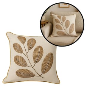 Capa de Almofada Tecido Daphne Folhagens Ouro 42x42cm - Jolitex