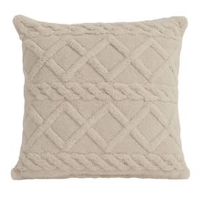 Almofada Decorativa Cheia Winter Felpudo Bege Com Enchimento 42x42cm - Jolitex