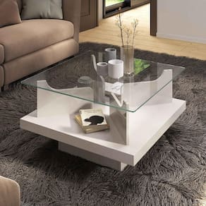 Mesa de Centro Quadrada 70cm com Vidro Multimóveis CR45305