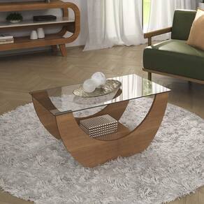 Mesa de Centro Retangular c/Vidro 82,5cm Multimóveis CR45311
