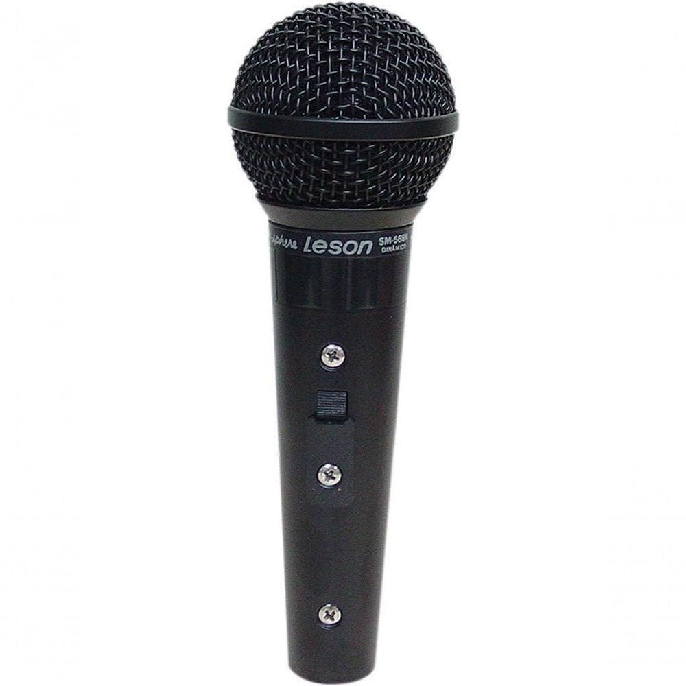 Microfone Com Fio Profissional Sm58 P4 Bk Preto Fosco Impedância Alta Acompanha Cabo 5 Metros