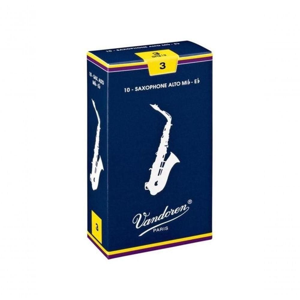 Palheta Tradicional Para Saxofone Alto 3 Vandoren Sr213 Cx 10