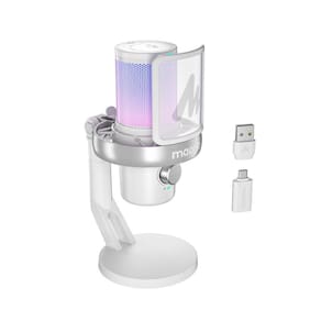 Microfone Wireless Gamer Maono Dm40 Pro Com Ai Rgb Branco