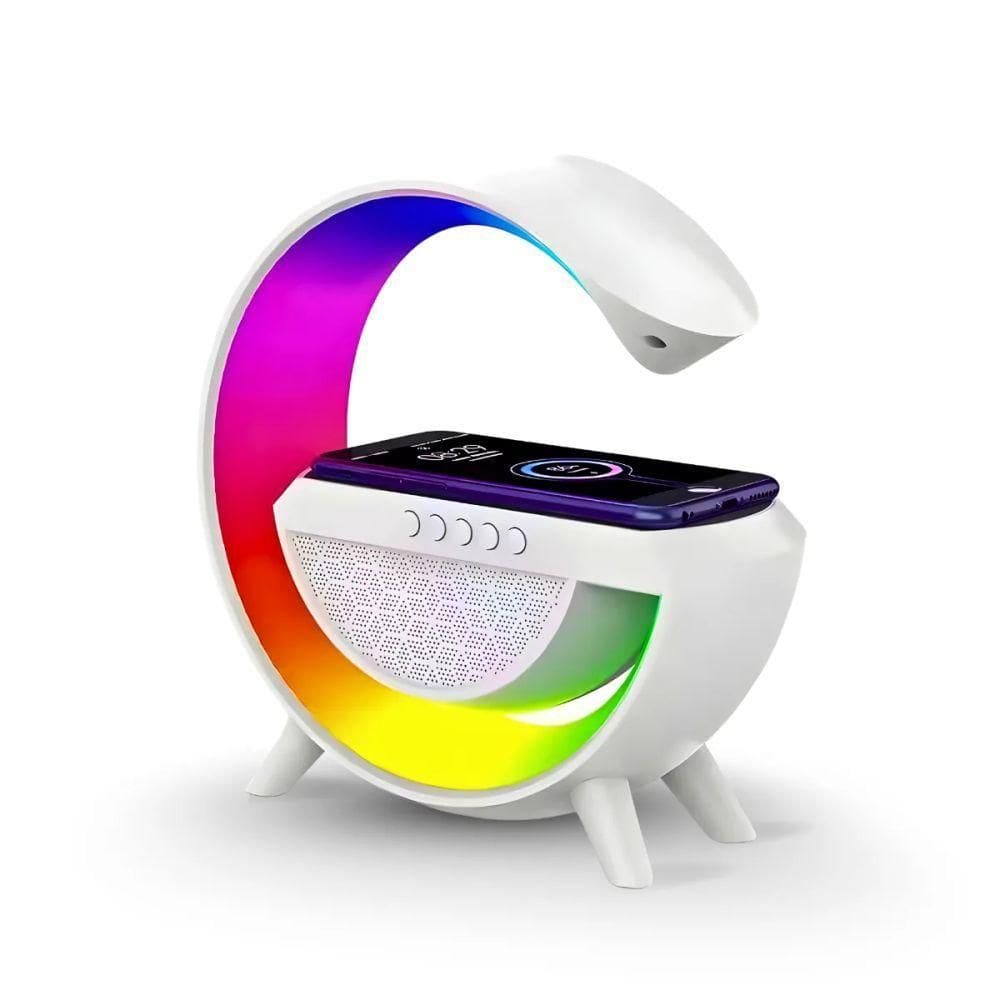Luminária Branca Rgb G Speaker Caixinha De Som Bluetooth