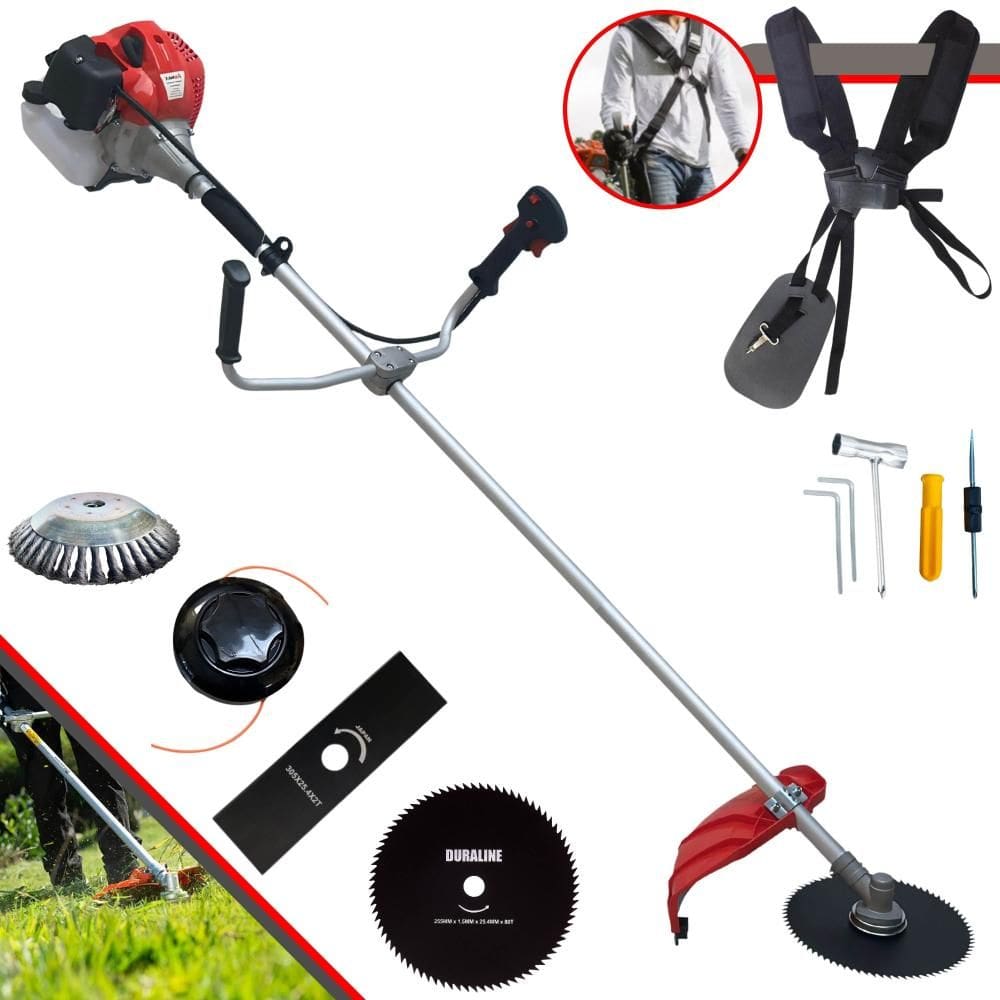 Roçadeira Aparador de Grama À Gasolina CG430P-TB 43cc 2HP Com Carretel e Faca 2 Pontas + EXTRA Faca 3 Pontas, Faca 80 Dentes e Disco Escova de Aço