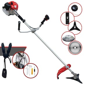 Roçadeira À Gasolina Anmax CG430P TB 43cc 2HP de Potência Com 5 Opções de Corte C/ Carretel + 3 Facas + Escova de Aço Para Pavers e Concreto